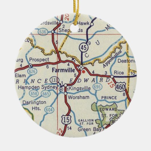 ファームビルVAヴィンテージマップ セラミックオーナメント (正面)