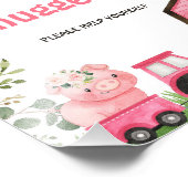 ファームピンクバーントラクターバースデーパーティーサイン フォトプリント (角)