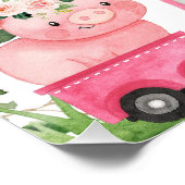 ファームピンクバーントラクター誕生日ウェルカム ポスター (コーナー)