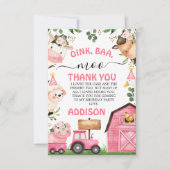 ファームピンクバーントラクター誕生日サンキューカード サンキューカード (正面)