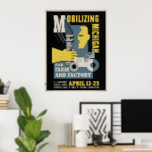 ファームファクトリーMobilizing Michigan 1943 WPAヴィンテージ ポスター (ホームオフィス)