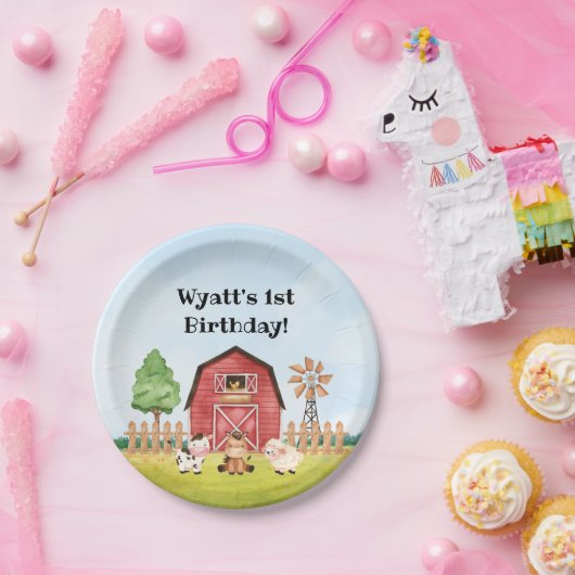 ファームファースト誕生日プレート ペーパープレート (パーティー)