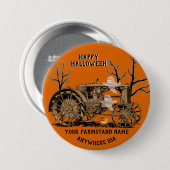ファームファームスタンド幽霊トラクタ農業ハロウィーン 缶バッジ (正面&裏面)