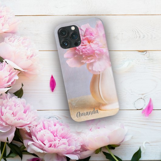 ファームフラワーベースの美しい芍薬の名入れデザイン Case-Mate iPhoneケース