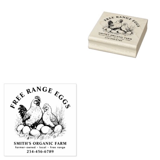 ファームフレッシュエッグスヘン&エッグス ラバースタンプ (押印)