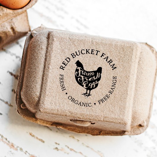 ファームフレッシュエッグタイポグラフィチキン セルフインキングスタンプ