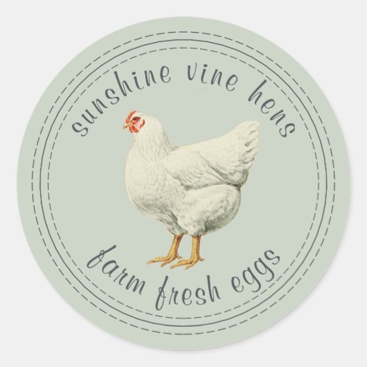 ファームフレッシュエッグヴィンテージヘンエッグカートングリーンクラス ラウンドシール (正面)
