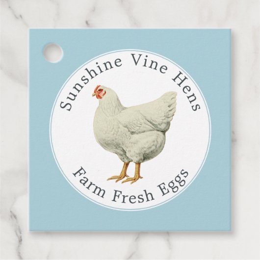 ファームフレッシュエッグヴィンテージモダンヘンエッグカートンブルー フェイバータグ (正面)