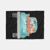 ファームフレッシュカボチャかわいいトラック幸せな秋秋Th フリースブランケット (正面(横))