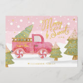 ファームフレッシュクリスマスツリーズレッドヴィンテージトラック 箔シーズンカード (正面)