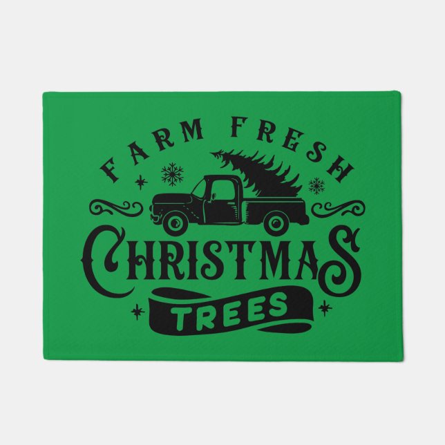 ファームフレッシュクリスマスツリーズヴィンテージトラック ドアマット (正面)