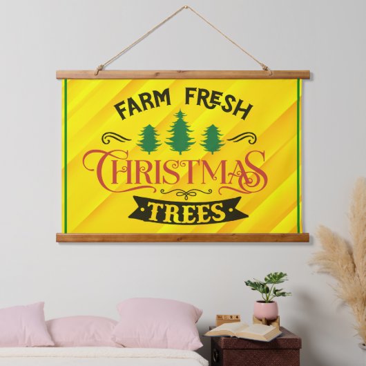 ファームフレッシュクリスマスツリーデザイン-54394 吊り下げ型タペストリー (寝室)