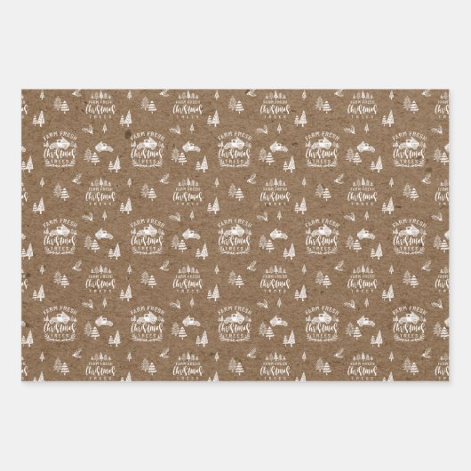 ファームフレッシュクリスマスツリートラックブラウンクラフト紙 ラッピングペーパーシート (正面2)