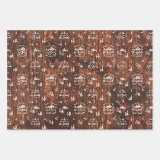 ファームフレッシュクリスマスツリーヴィンテージレッドピックアップトラック ラッピングペーパーシート (正面3)