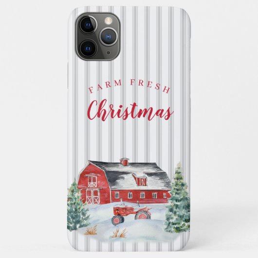 ファームフレッシュクリスマスバーントラクタチッキングストライプ Case-Mate iPhoneケース (裏面)