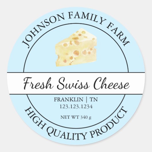 ファームフレッシュスイスチーズブルーラベル ラウンドシール (正面)