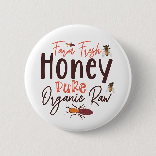 ファームフレッシュハニーオーガニックピュア生 – Bee 缶バッジ (正面)