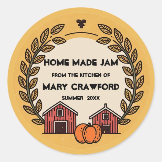 ファームフレッシュパーソナライズされたキャニングジャリングラベル ラウンドシール (正面)