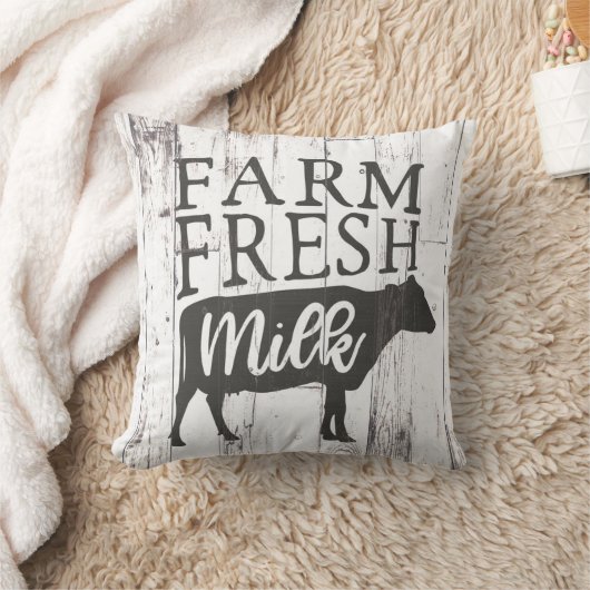 ファームフレッシュミルクカウホワイトウッドカントリーファームハウス クッション (ブランケット)
