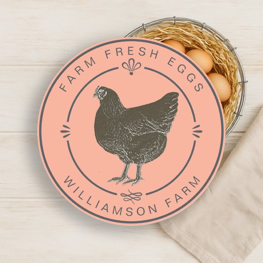 ファームフレッシュヴィンテージヘンエッグカートンピーチ ラウンドシール