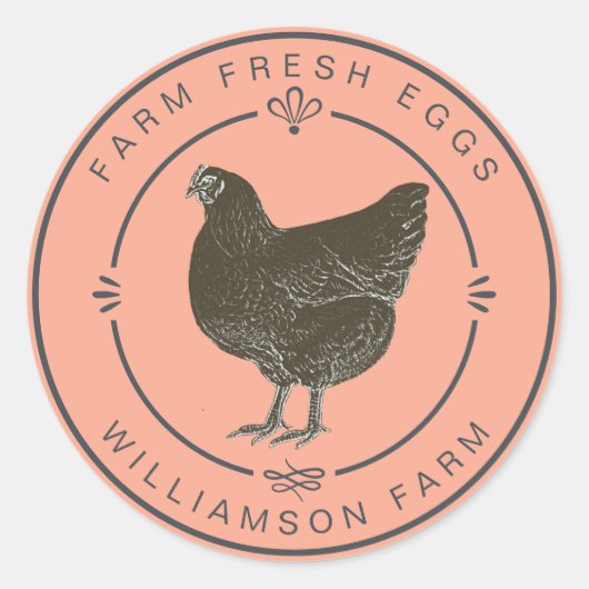 ファームフレッシュヴィンテージヘンエッグカートンピーチ ラウンドシール (正面)