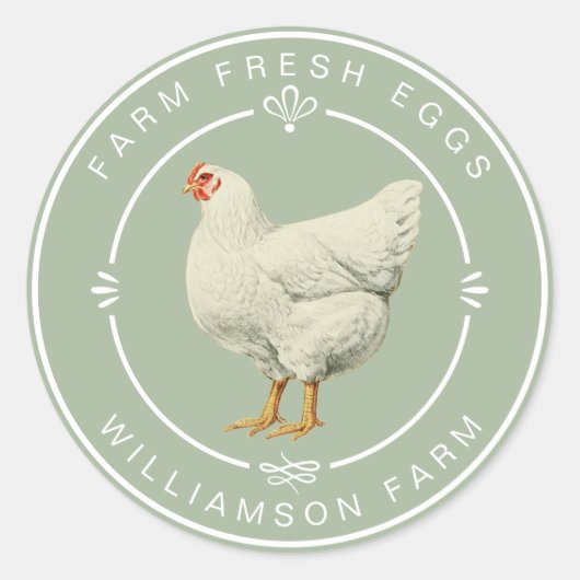 ファームフレッシュヴィンテージヘンエッグズカートンローレルグリーン ラウンドシール (正面)