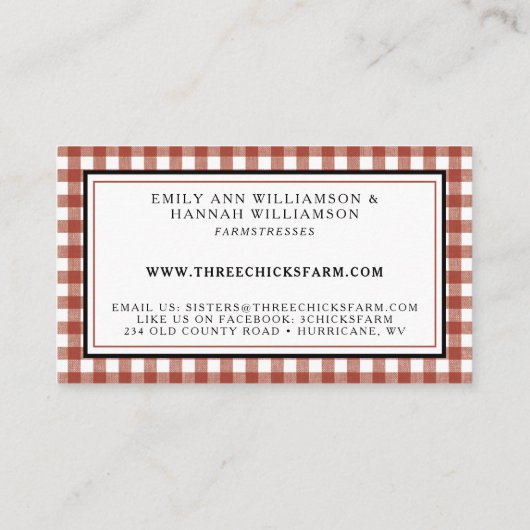 ファームフレッシュヴィンテージヘンファームハウスビジネス 名刺 (裏面)