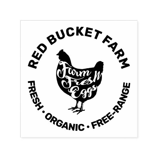 ファームフレッモダンシュエッグタイポグラフィチキン セルフインキングスタンプ (デザイン)