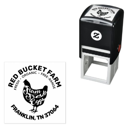ファームフレッモダンシュエッグタイポグラフィチキン セルフインキングスタンプ (インサイチュ)