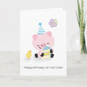 ファームフレンズよくはしゃぐ豚ハッピーバースデーグリーティング カード (正面)