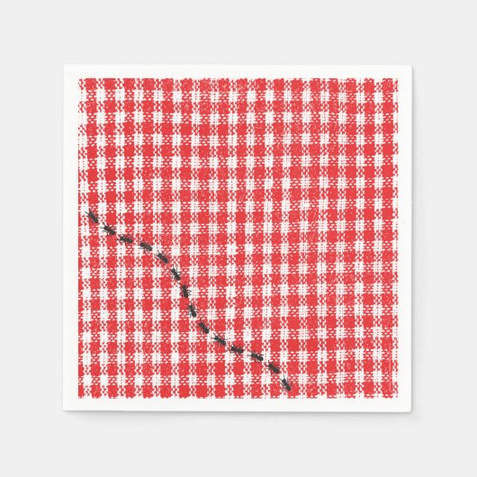 ファームフレンズギンガムバースデーパーティーペーパーナプキン スタンダードカクテルナプキン (正面)