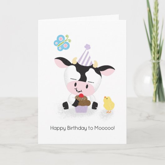 ファームフレンズ陽気な牛のハッピーバースデー挨拶 カード (正面)