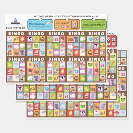 ファームフレンドビンゴ誕生日パーティーゲームまたは ラッピングペーパーシート (セット)