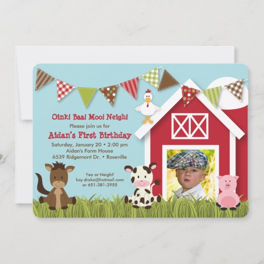 ファームフレンド誕生日招待状 招待状 (正面)
