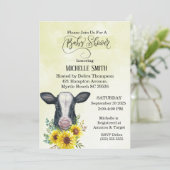 ファームブラックカウイエローヒマワリ赤ちゃんシャワー 招待状 (スタンド正面)