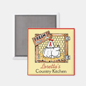 ファームヘンカントリーキッパーソナライズされたチン マグネット (正面/裏面)