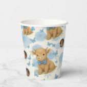 ファームベビーカウパターン – ブルーフローラ&バタフライ 紙コップ (裏面)
