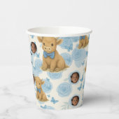 ファームベビーカウパターン – ブルーフローラ&バタフライ 紙コップ (左)