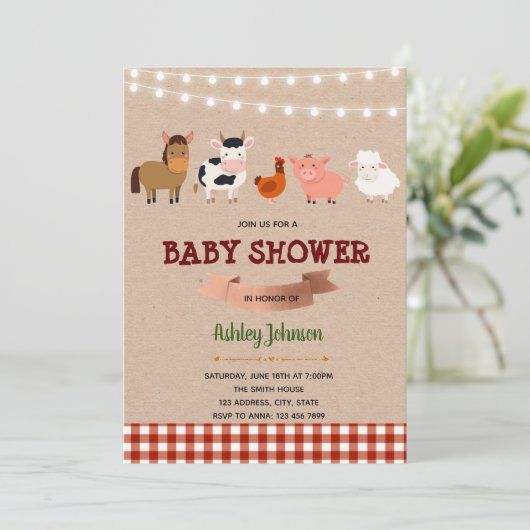 ファームベビーシャワーの招待 招待状 (スタンド正面)