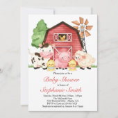 ファームベビーシャワーの招待、納屋周囲の庭ベビーシャワー 招待状 (正面)