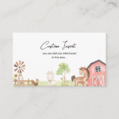 ファームベビーシャワーカスタム招待状インサート エンクロージャーカード (正面)