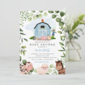 ファームベビーシャワー招待ブルーバーン招待状 招待状 (スタンド正面)