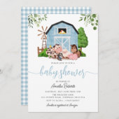 ファームベビーシャワー招待ブルーバーン招待状 招待状 (正面/裏面)