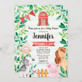 ファームベビーシャワー招待状農場の動物シャワー 招待状 (正面/裏面)