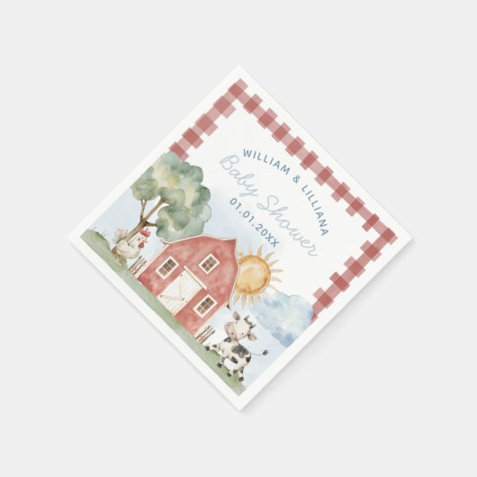 ファームベビーシャワー紙ナプキンス スタンダードカクテルナプキン (角)