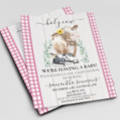ファームホーリーカウカーフベビーシャワーギンガムピンク