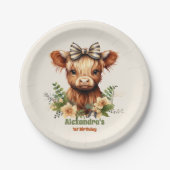 ファームホーリーカウハイランド1歳の誕生日 ペーパープレート (正面)