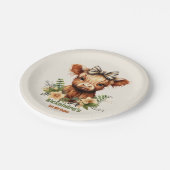 ファームホーリーカウハイランド1歳の誕生日 ペーパープレート (アングル)