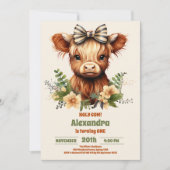 ファームホーリーカウハイランド1歳の誕生日 招待状 (正面)