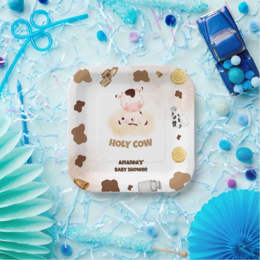ファームホーリーカウベビーシャワー ペーパープレート (パーティー)